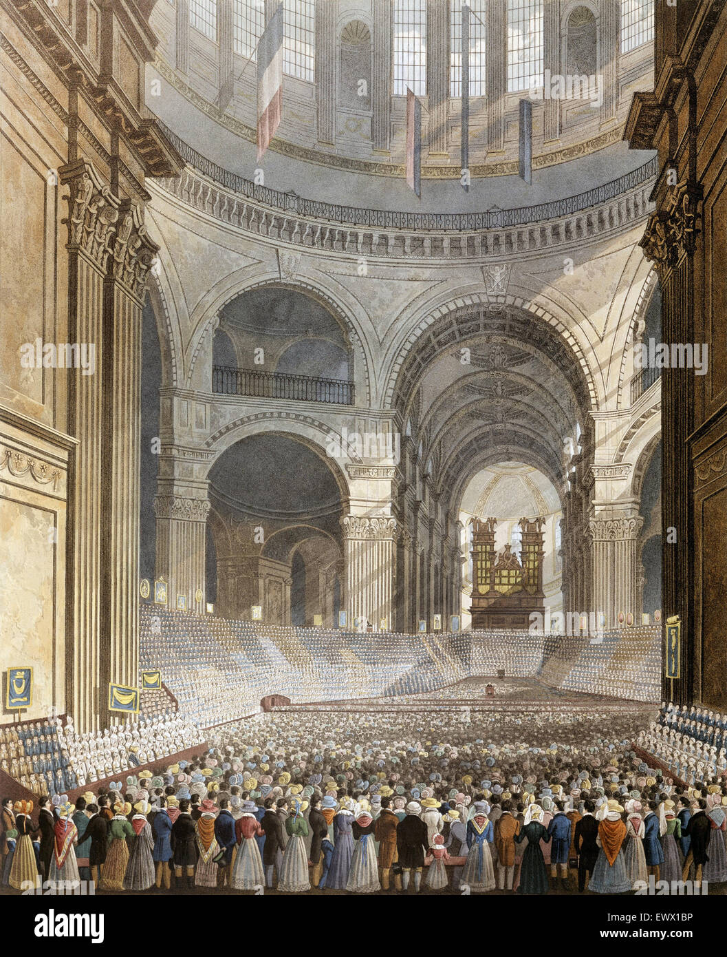 Robert Havell, Jr., l'anniversaire de l'organisme de bienfaisance d'enfants dans la Cathédrale de St Paul. 1826 papier, encre, aquarelle. M Banque D'Images
