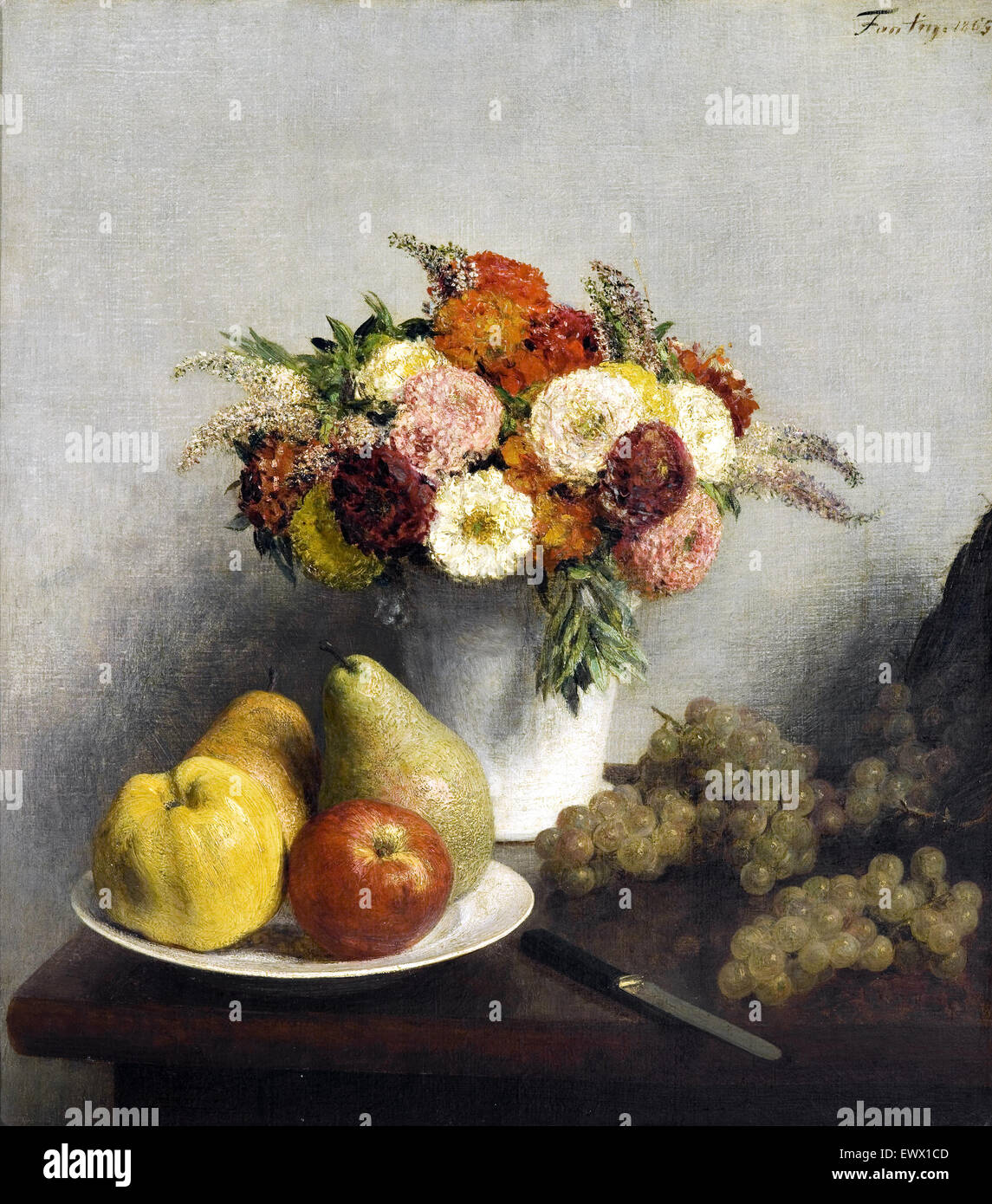 Henri Fantin-Latour, fleurs et fruits 1865 Huile sur toile. Musée d'Orsay, Paris, France. Banque D'Images