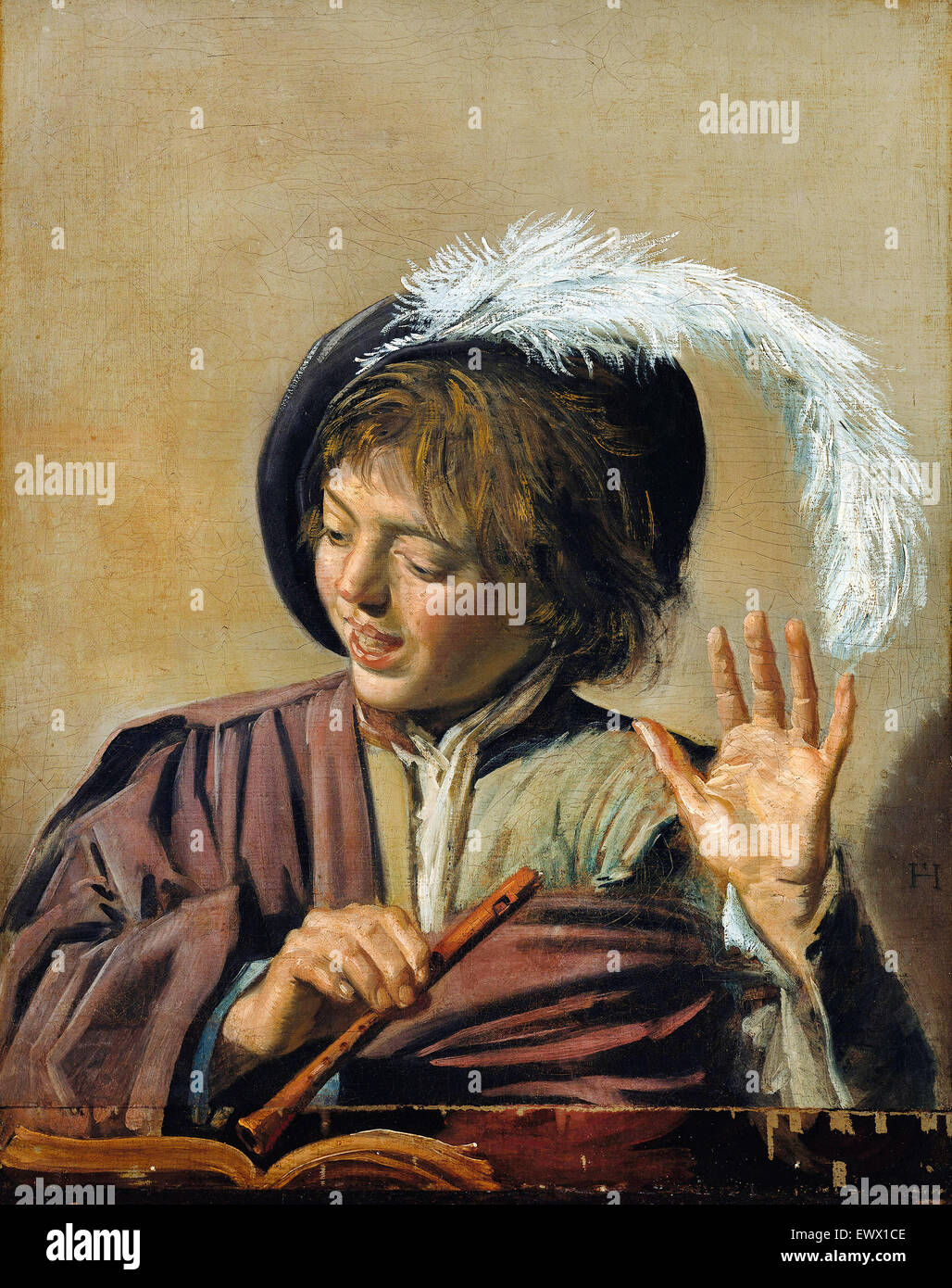 Frans Hals, chantant Boy avec flûte. Circa 1623. Huile sur toile. Gemaldegalerie, Berlin, Allemagne. Banque D'Images