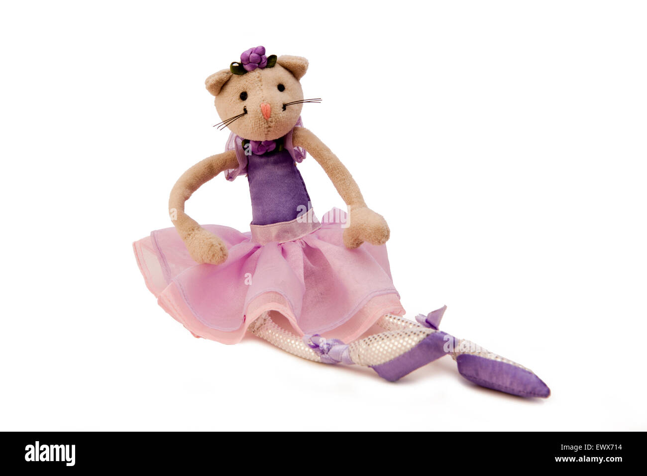 Les jouets, l'enfant ballerine aux longues jambes peluche chat Banque D'Images