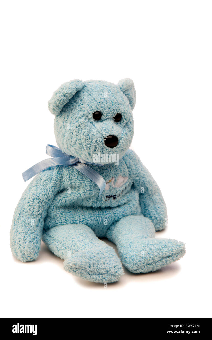 Les jouets, l'enfant bleu moelleux doux ours Banque D'Images