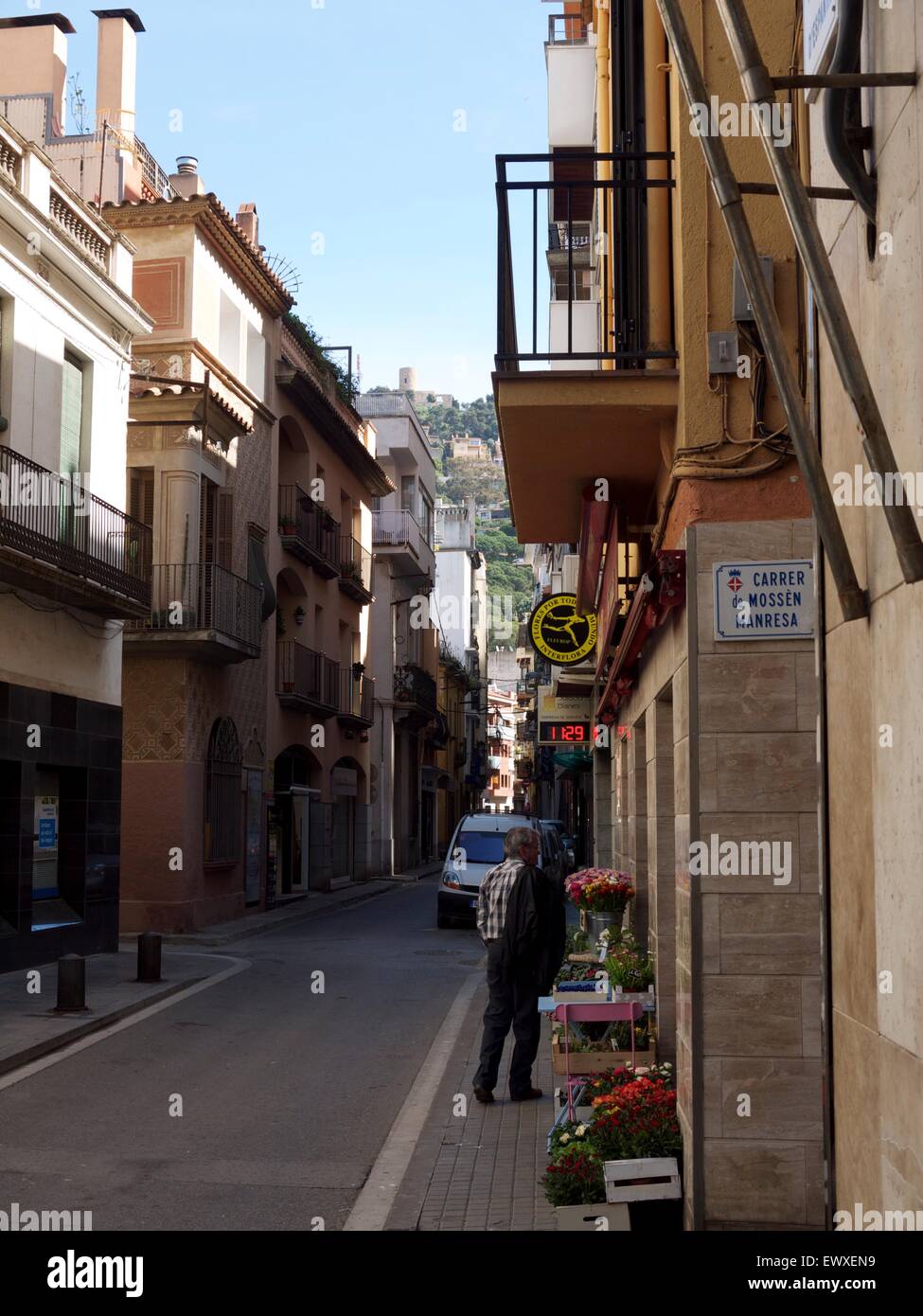 Un fleuriste en Espagne sur une rue typique à l'espagnol Banque D'Images