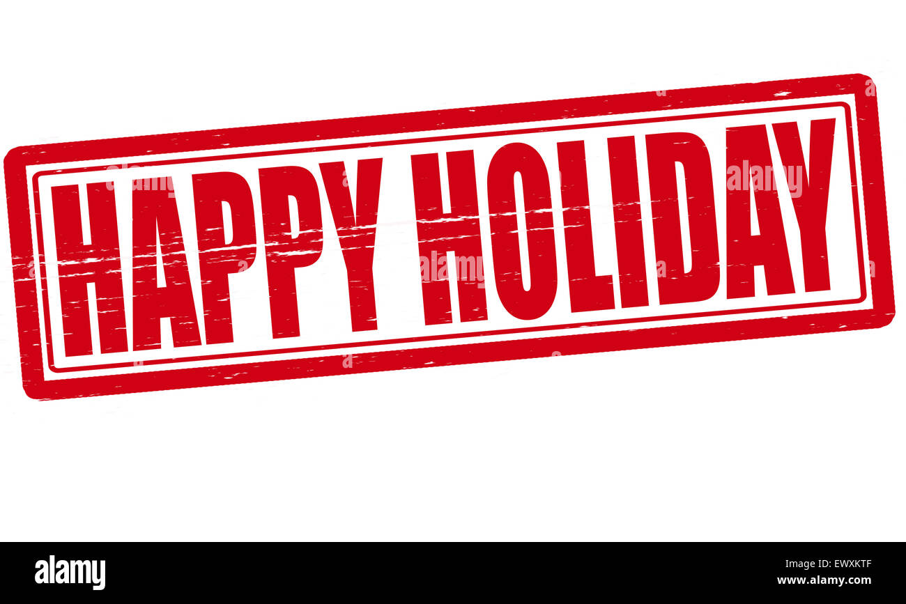 Stamp avec texte heureux vacances à l'intérieur, illustration Banque D'Images