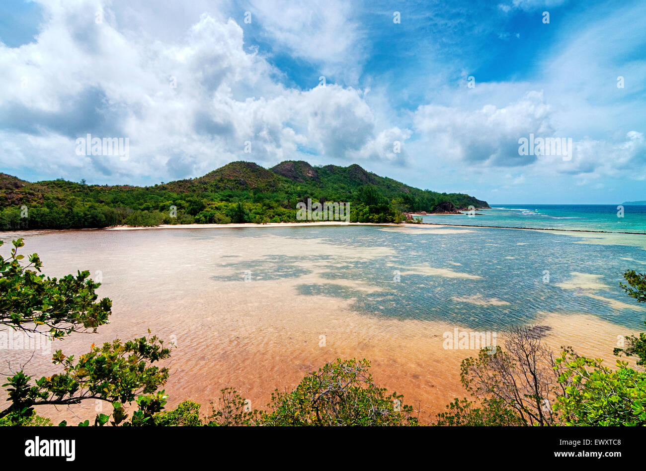Laraie Bay, l'île Curieuse, Seychelles Banque D'Images