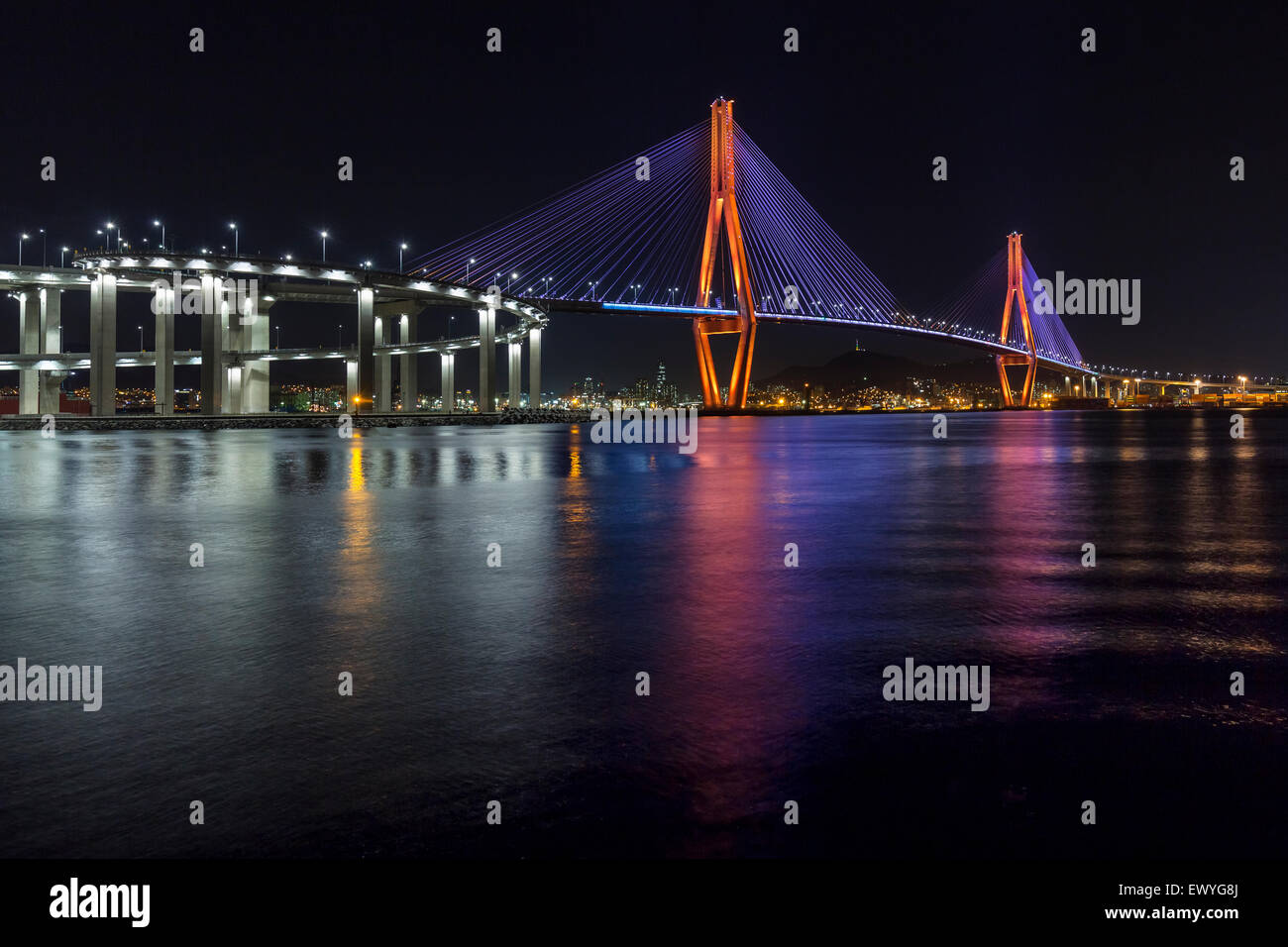Le pont du port de Busan, Corée du Sud Banque D'Images