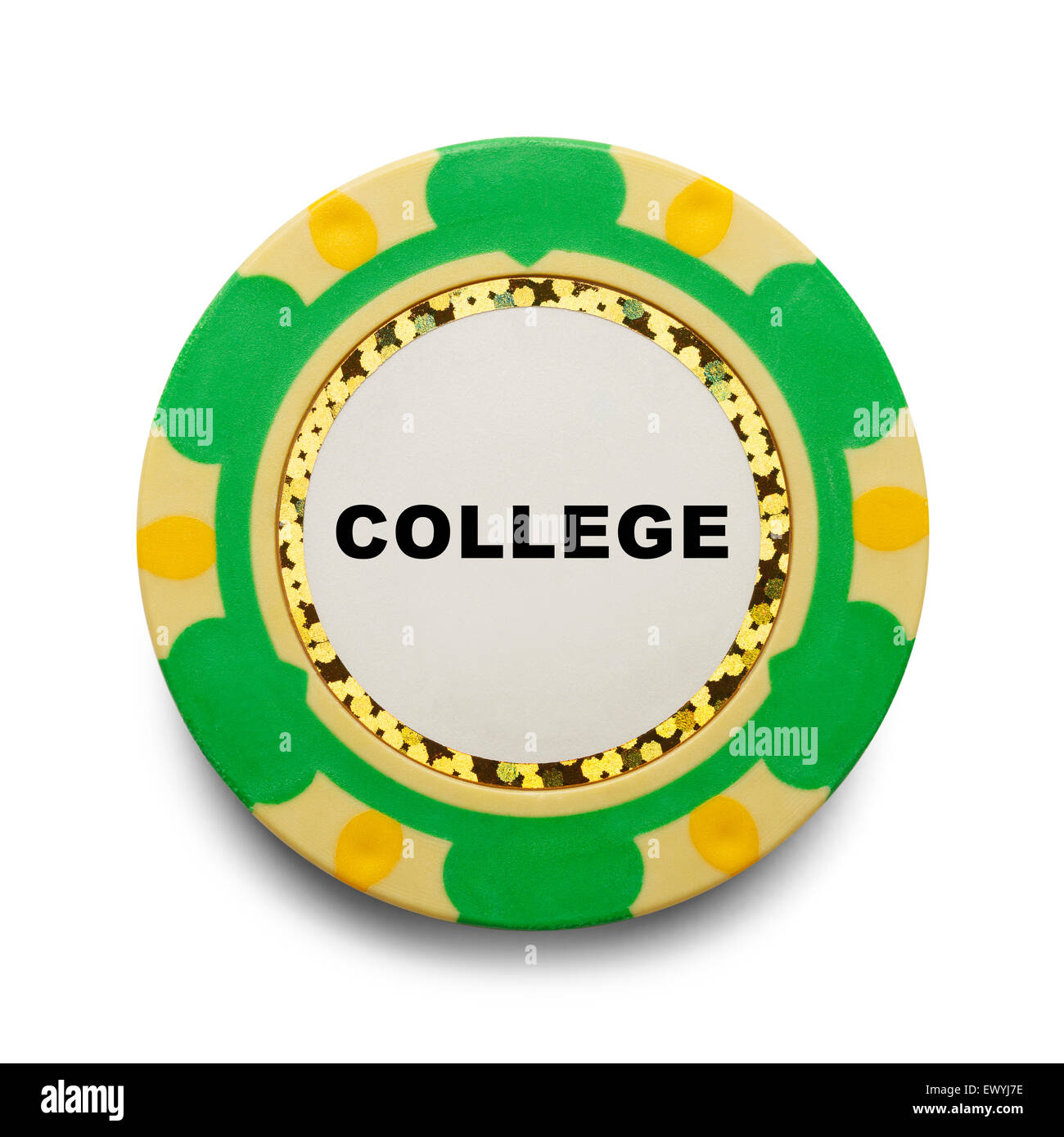 College Casino Gamble isolé sur fond blanc. Banque D'Images