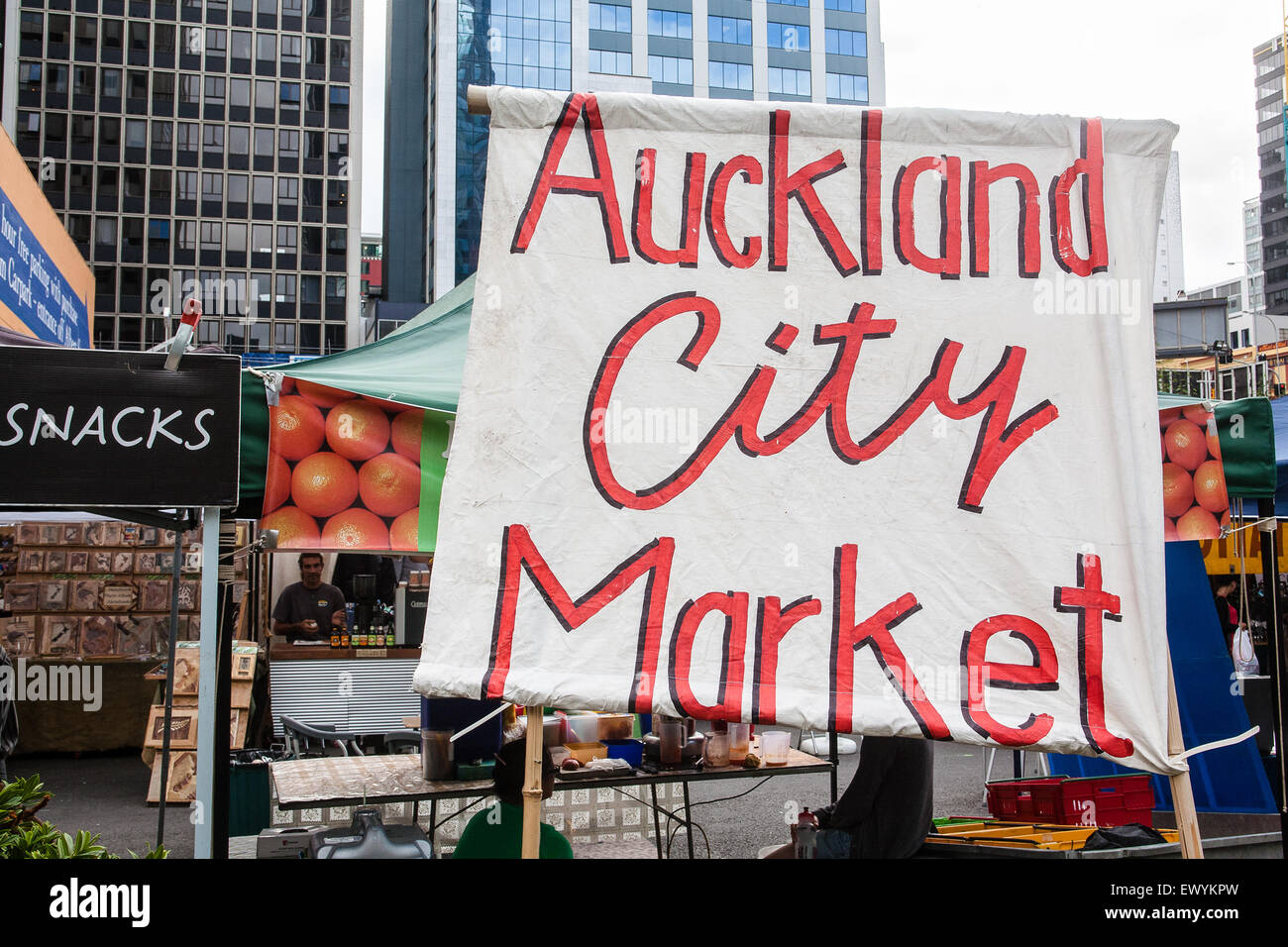 Auckland City Market sign.Auckland, Nouvelle-Zélande Banque D'Images