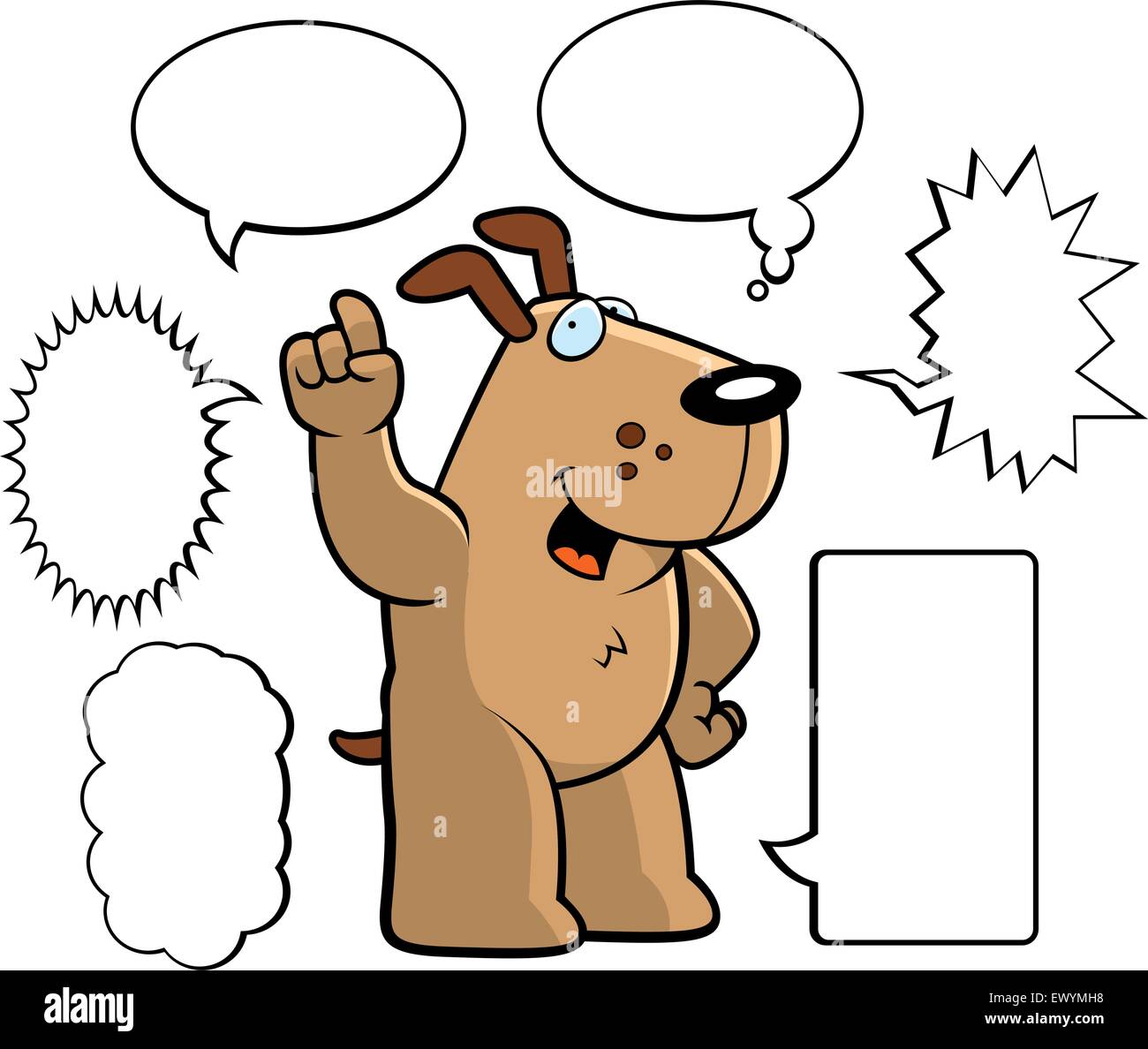 Un dessin animé chien heureux de parler et de sourire. Illustration de Vecteur