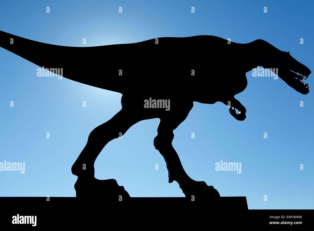 Silhouette de Tyrannosaurus rex (T-Rex), Dinosaur Dinosaur Ridge Visitor Centre, Morrison, Colorado USA Banque D'Images