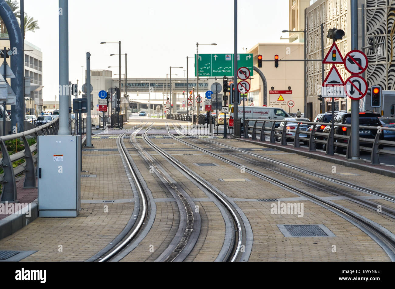 Ligne de tramway de DUBAÏ, ÉMIRATS ARABES UNIS Banque D'Images