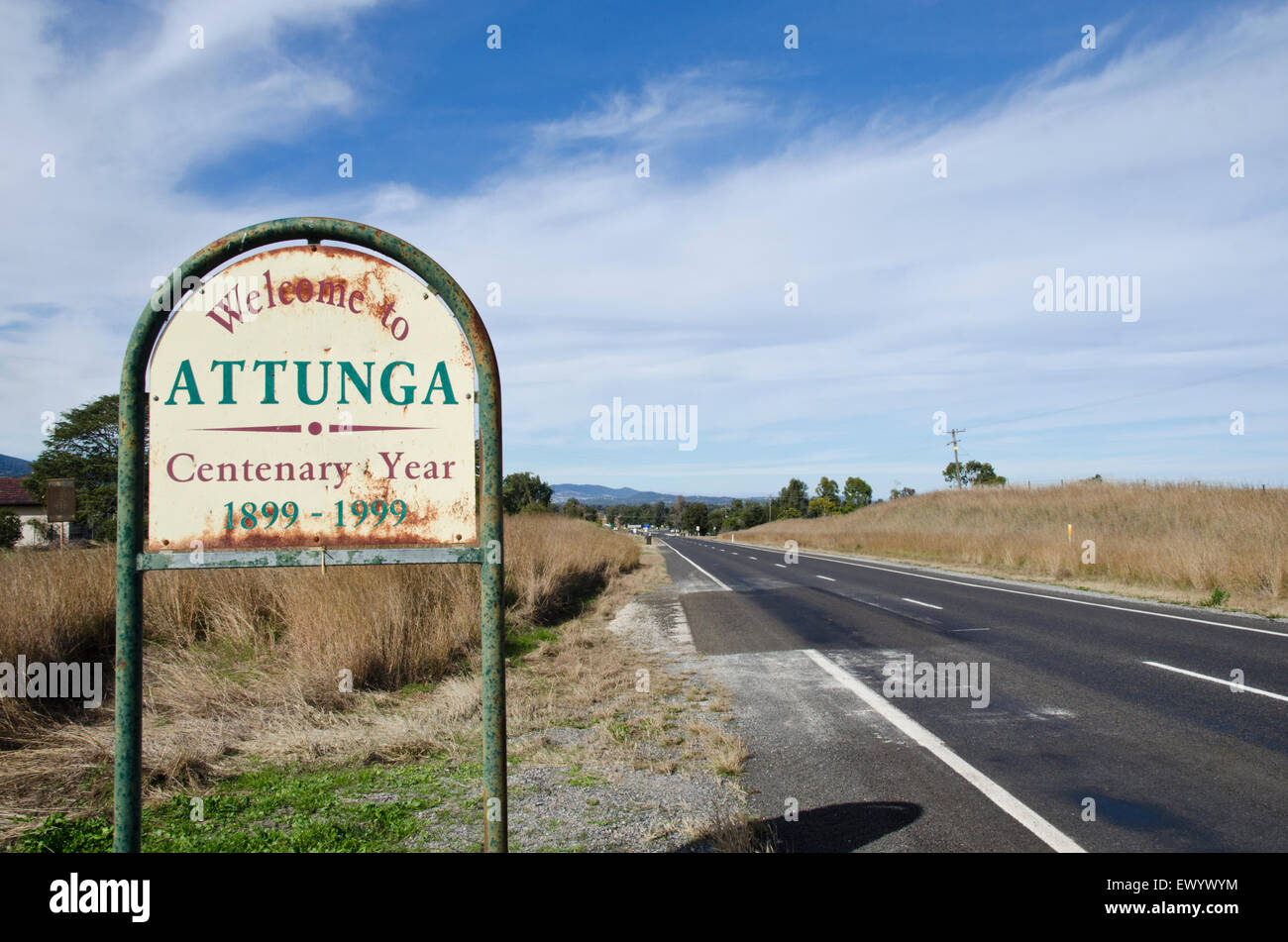Panneau routier à la périphérie de Attunga , Australie Banque D'Images