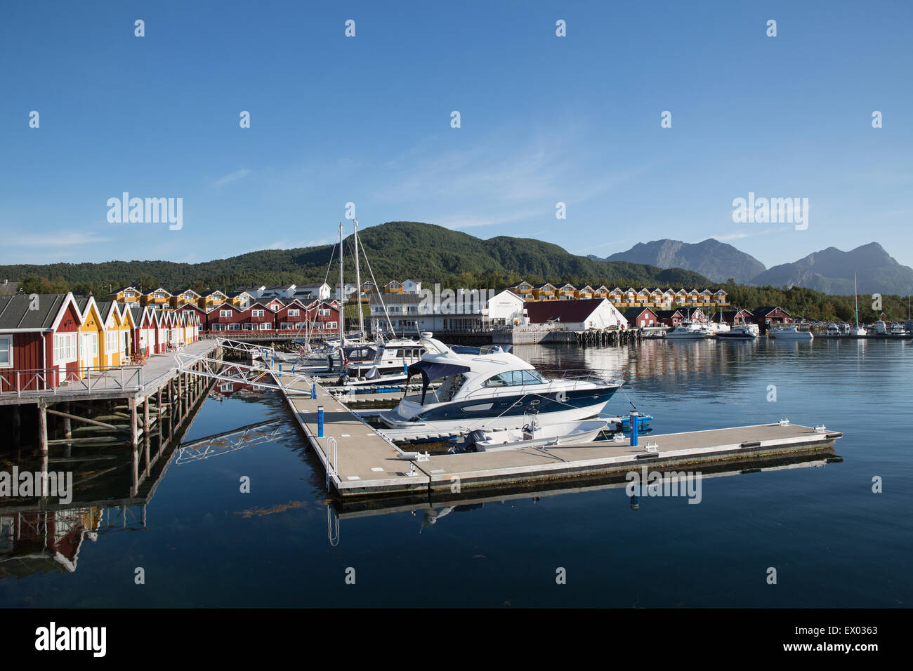 Les bateaux et le port à Kjerringoy Bodo, Norvège Banque D'Images
