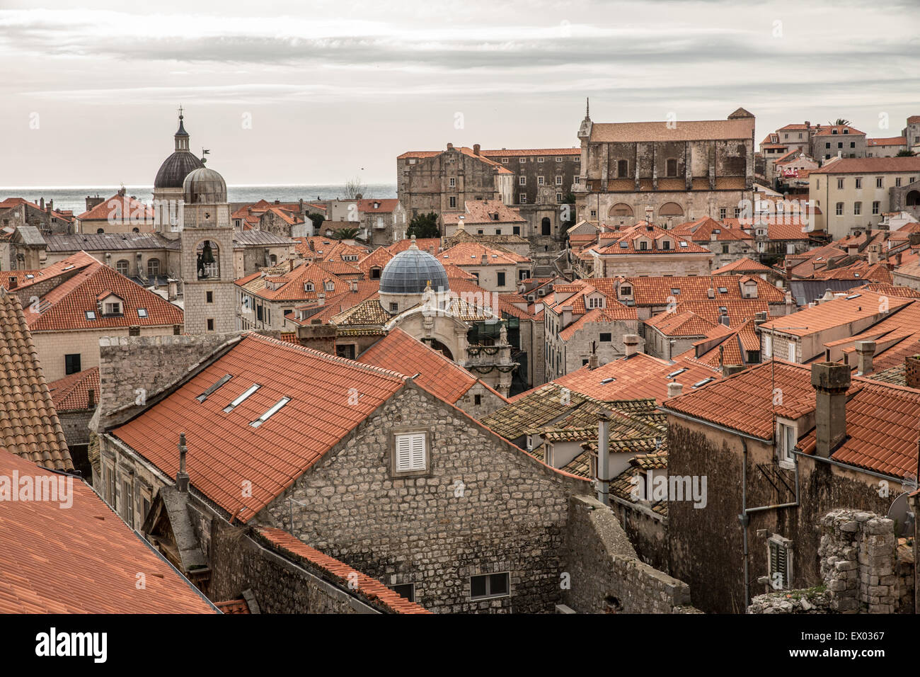 Vue sur les toits de la vieille ville, Dubrovnik, Croatie Banque D'Images
