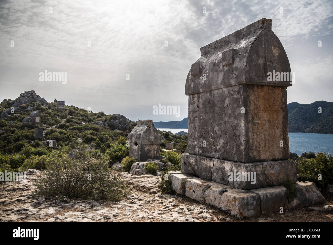 Avis de tombeau, de Lycie, Kalekoy, Demre, Simena, Turquie Banque D'Images