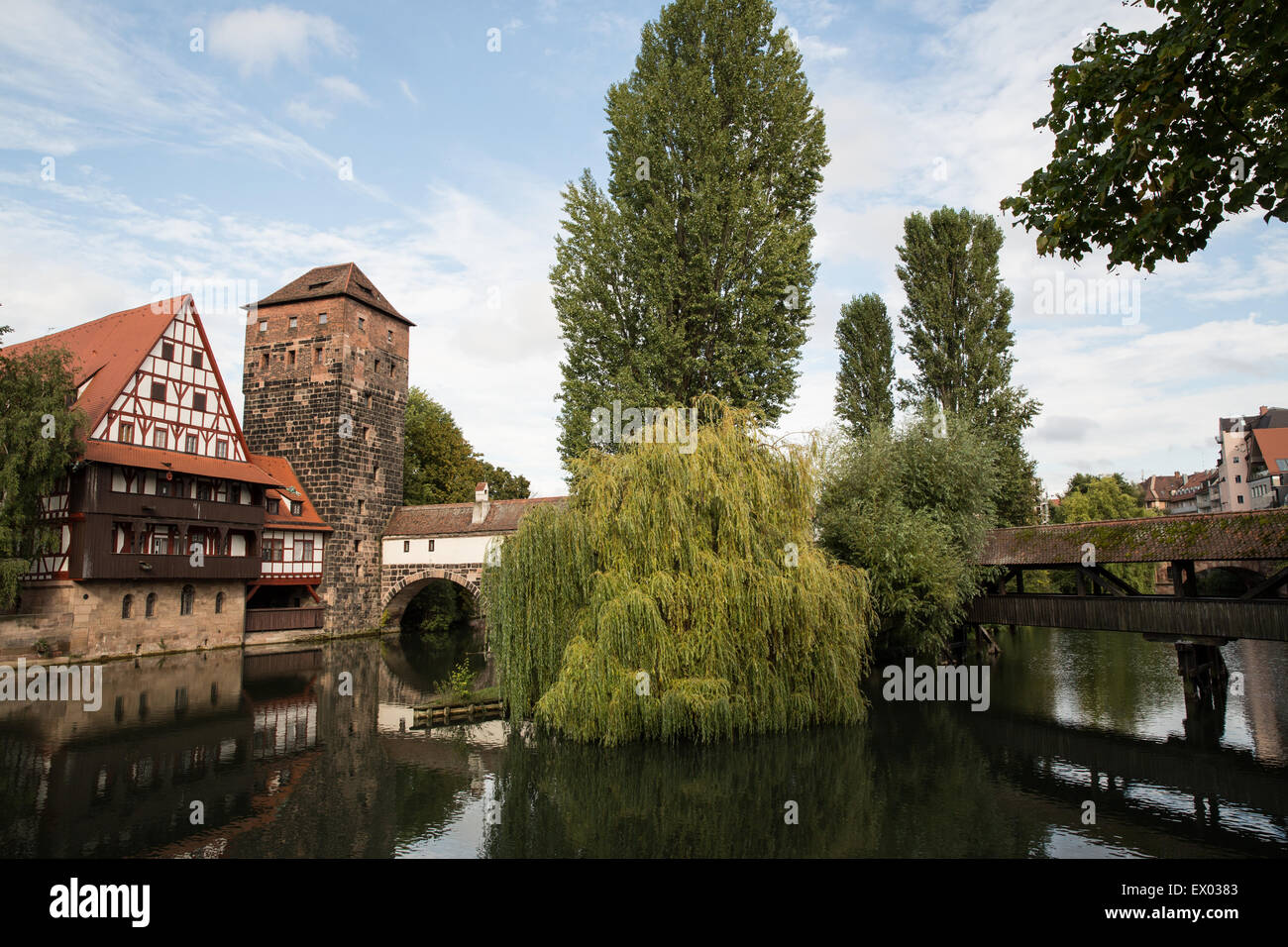Vue du pont de la vieille ville, Nuremberg, Allemagne Banque D'Images