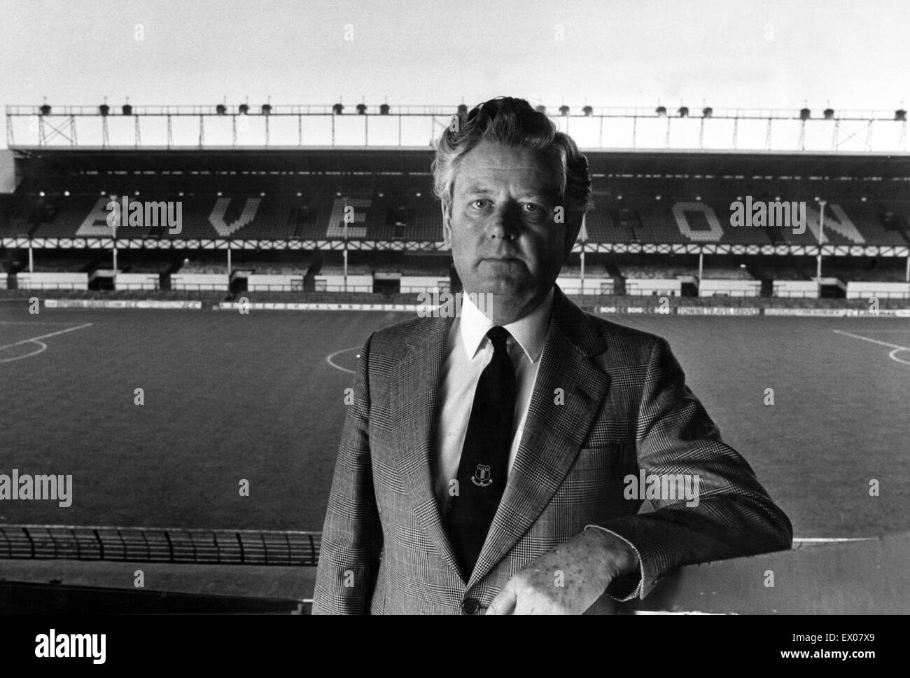 Phil Carter, président d'Everton, photographié à Everton Football ground. 14 mai 1985. Banque D'Images