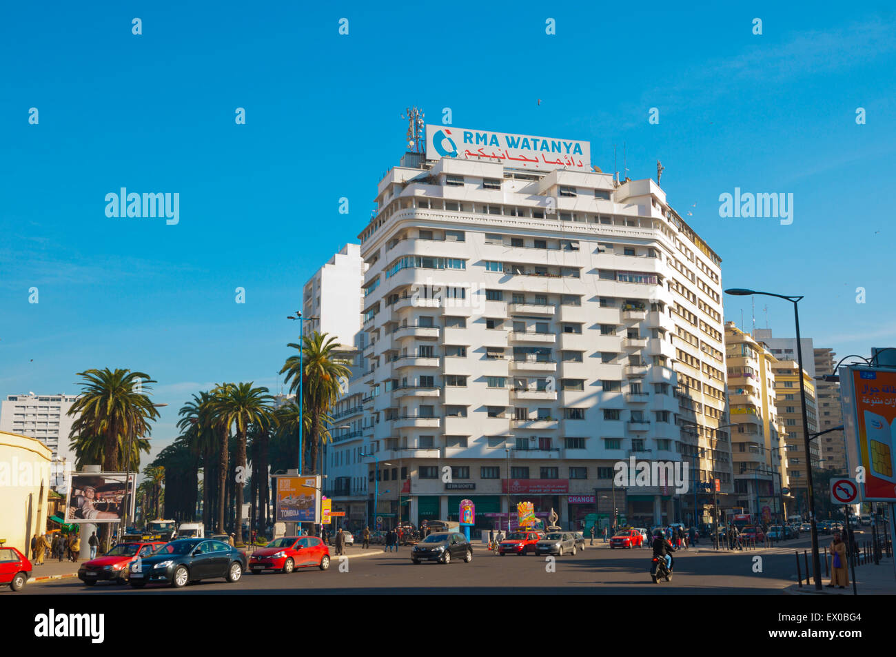 Place des Nations Unies, ville nouvelle, Casablanca, côte Atlantique, Maroc, Afrique du Nord Banque D'Images