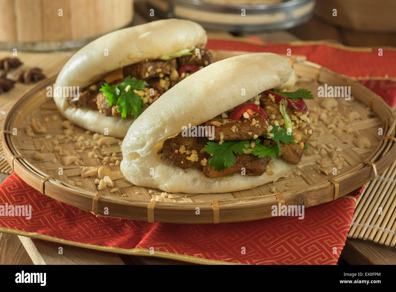 Bao gua. Porc à la vapeur des petits pains. Asia Food Banque D'Images