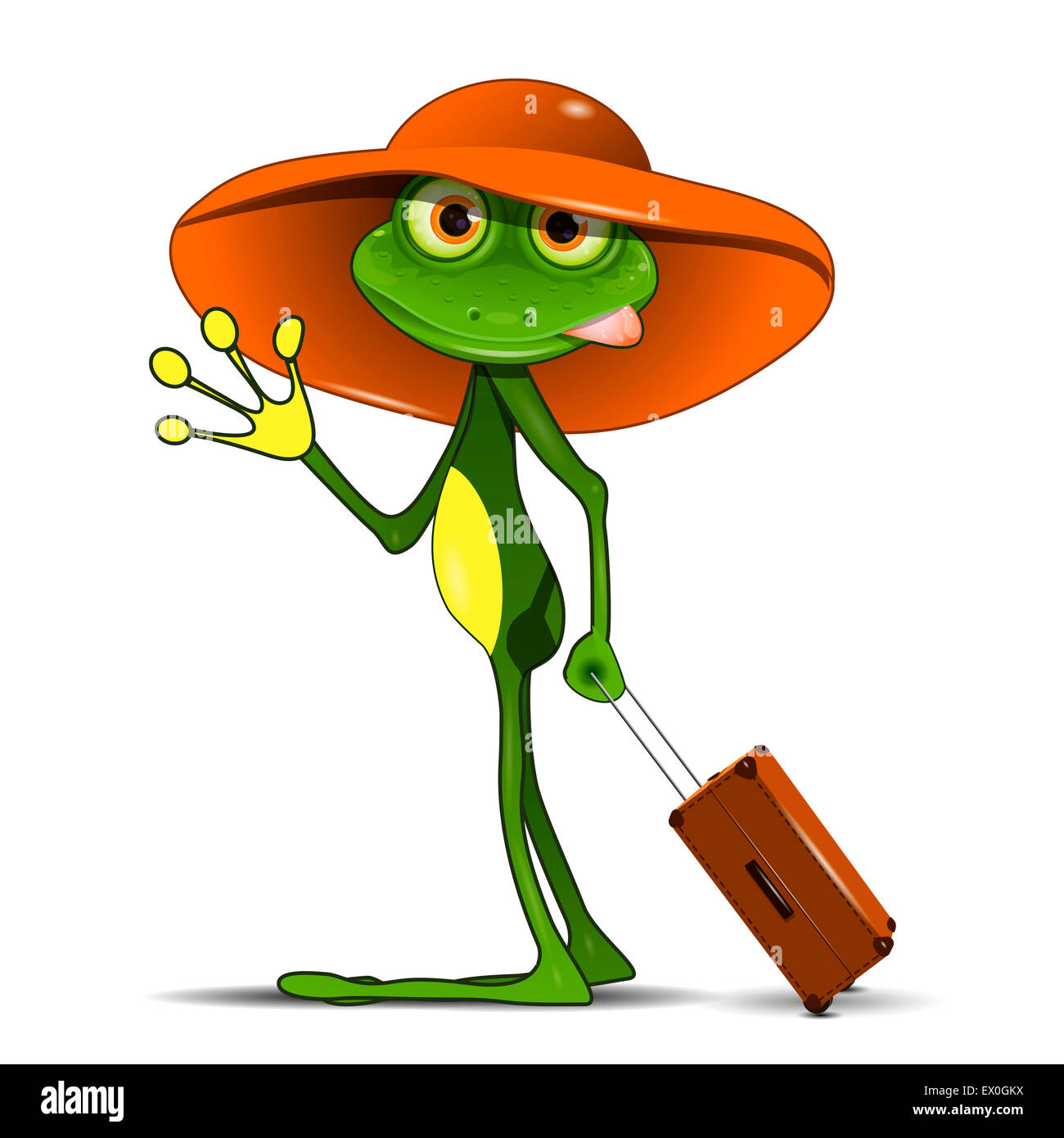 Illustration grenouille avec une valise dans un chapeau Photo Stock - Alamy
