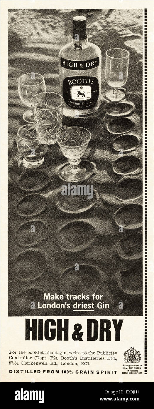 1960 circa 1964 Publicité Publicité pour magazine's Gin Booth Banque D'Images