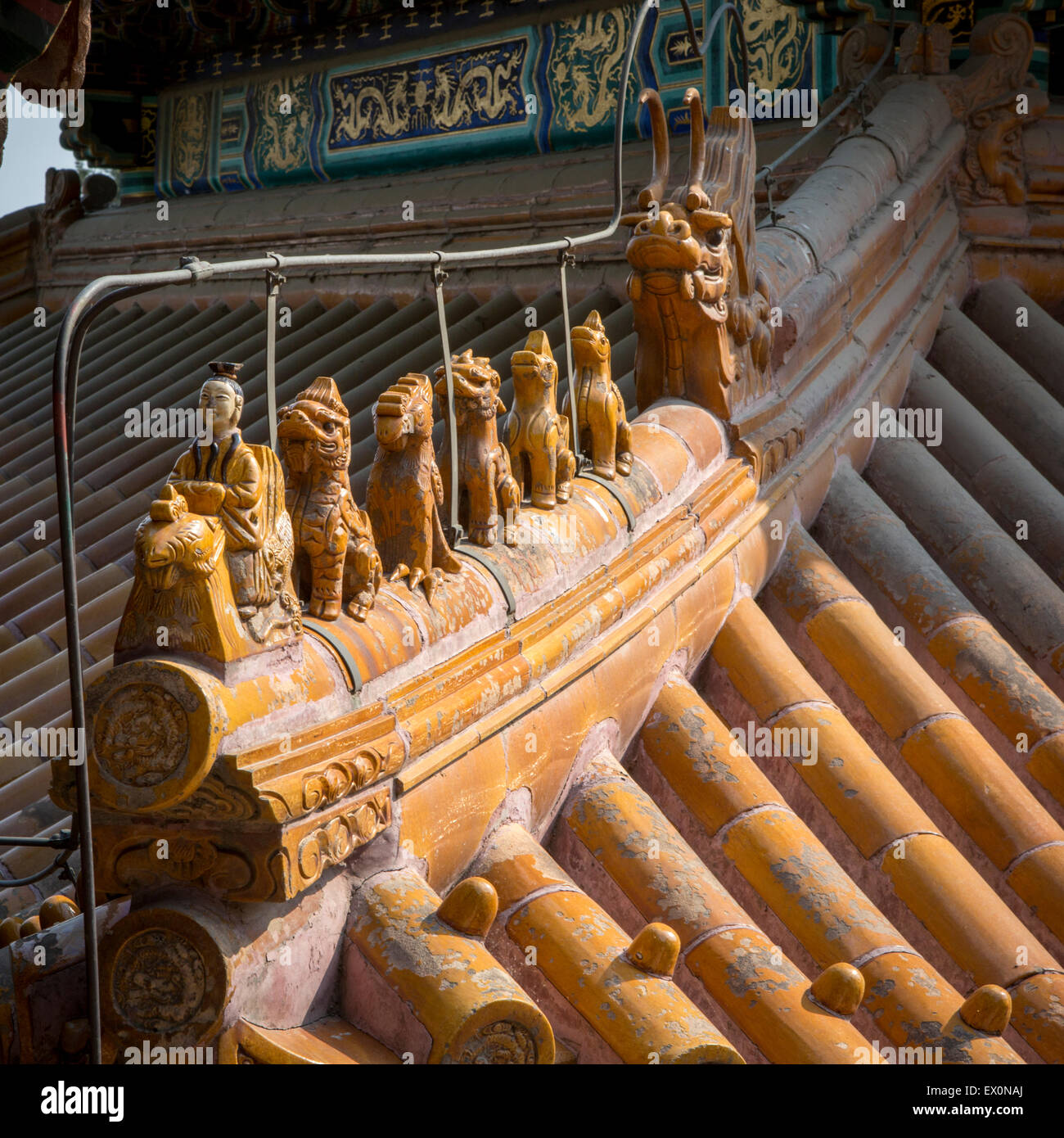 Détail de toit, Summer Palace, Beijing, Chine Banque D'Images