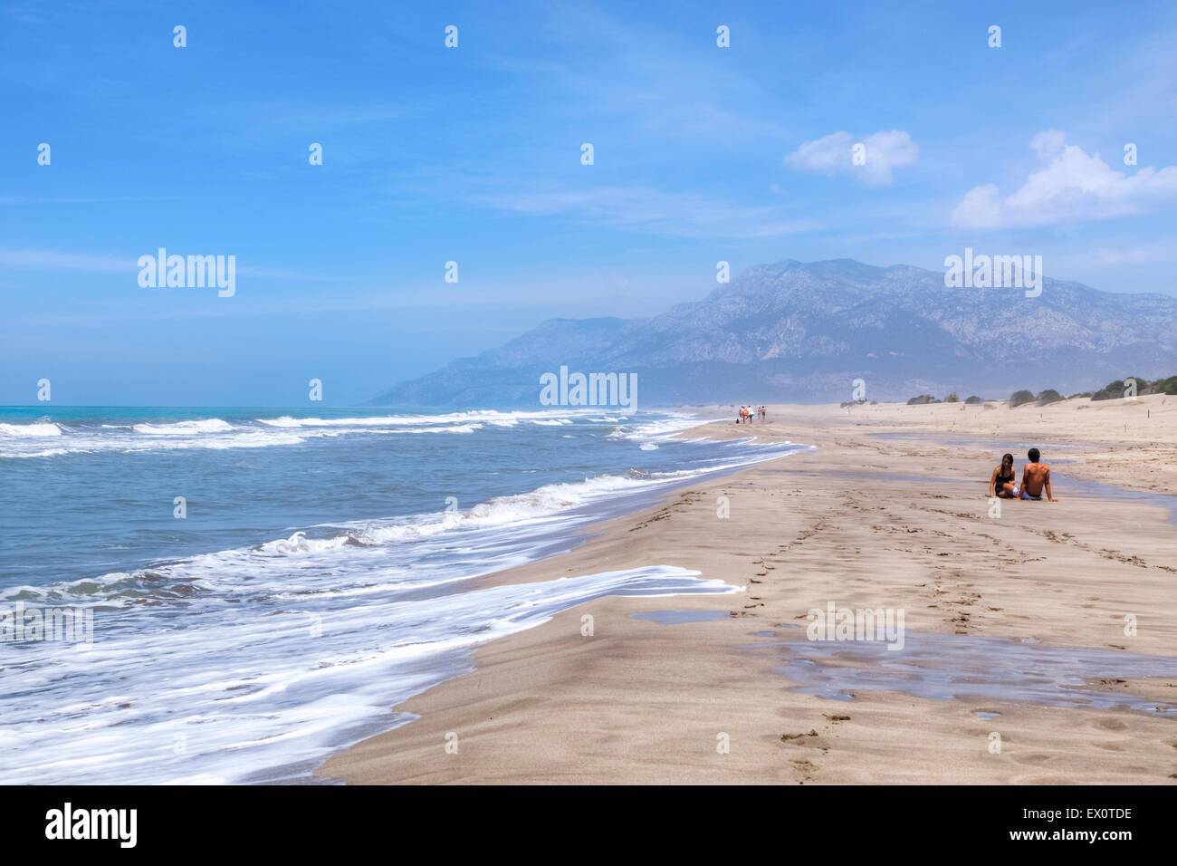 La plage de Patara, Lycie, Kalkan, Antalya, Turquie Banque D'Images