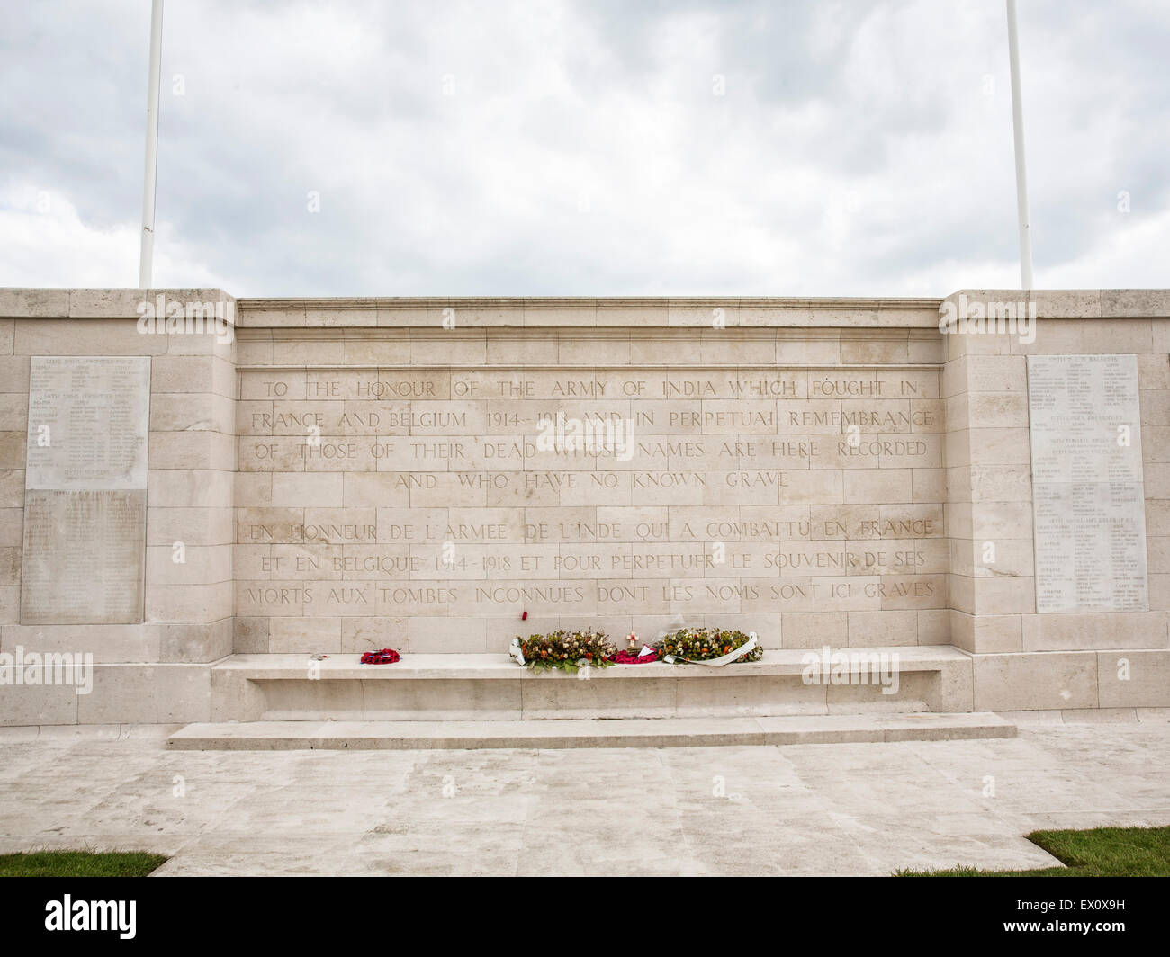 La Grande Guerre mémorial aux disparus du Corps indien à Neuve Chapelle, France Banque D'Images