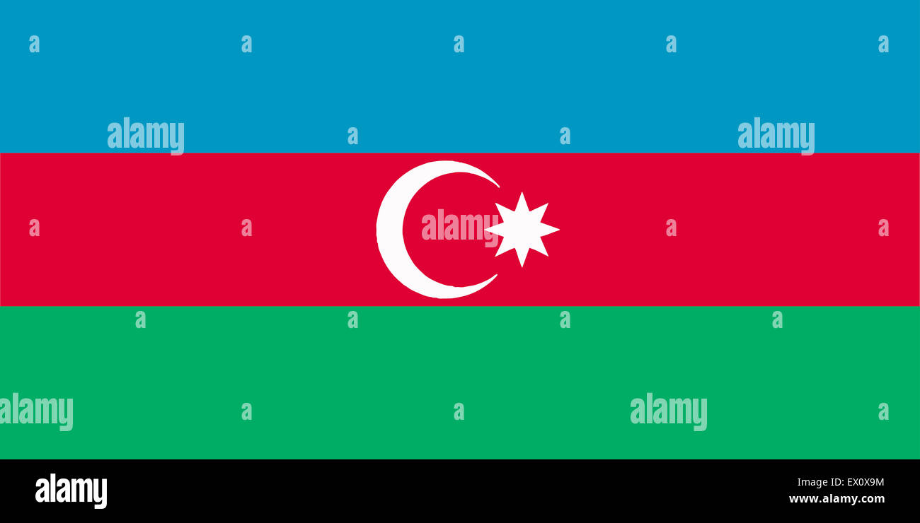 Le drapeau de l'Azerbaïdjan dans bleu rouge et vert Banque D'Images
