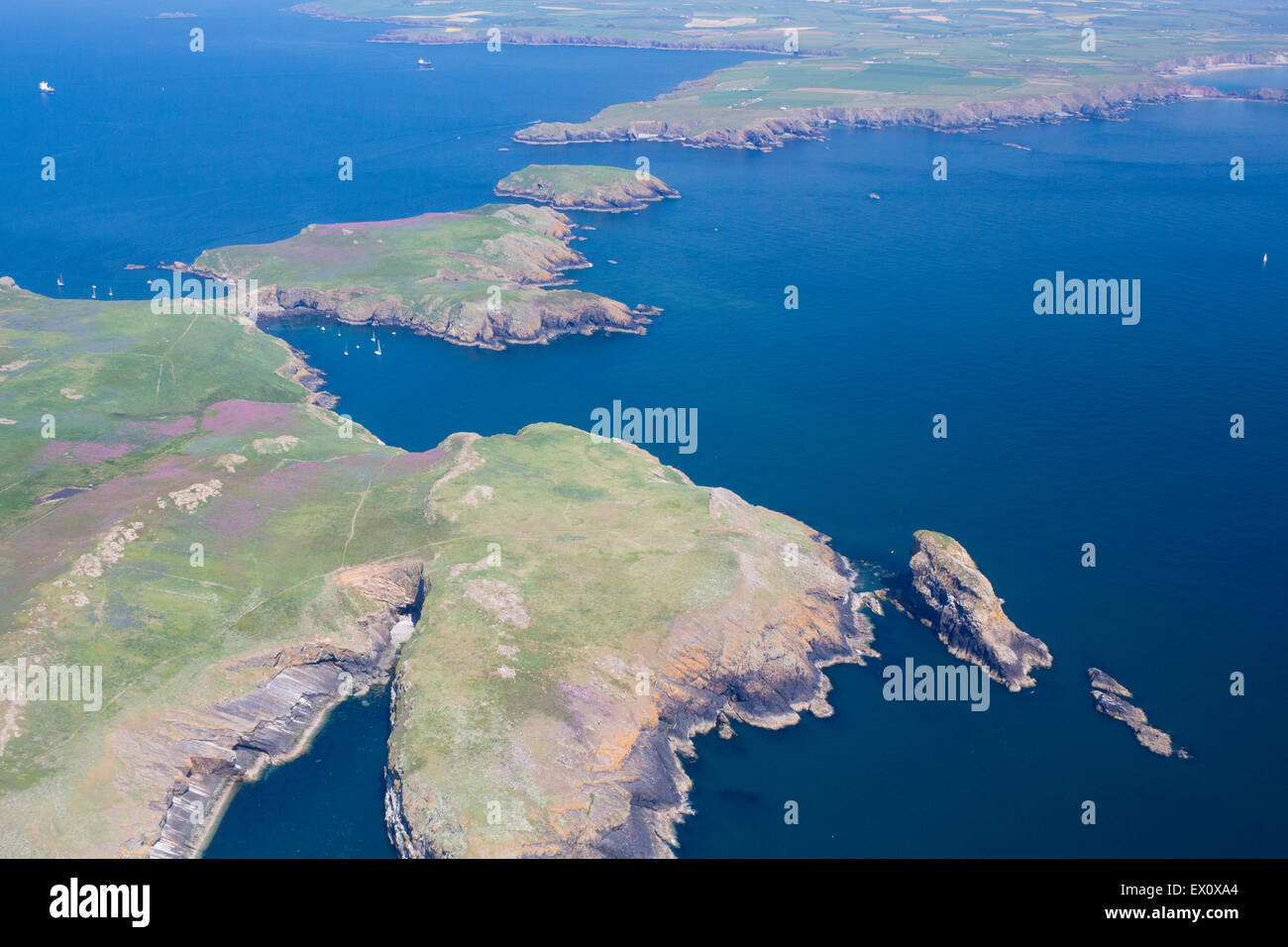 L'île de Skomer Pembrokeshire Wales UK Vue aérienne Banque D'Images