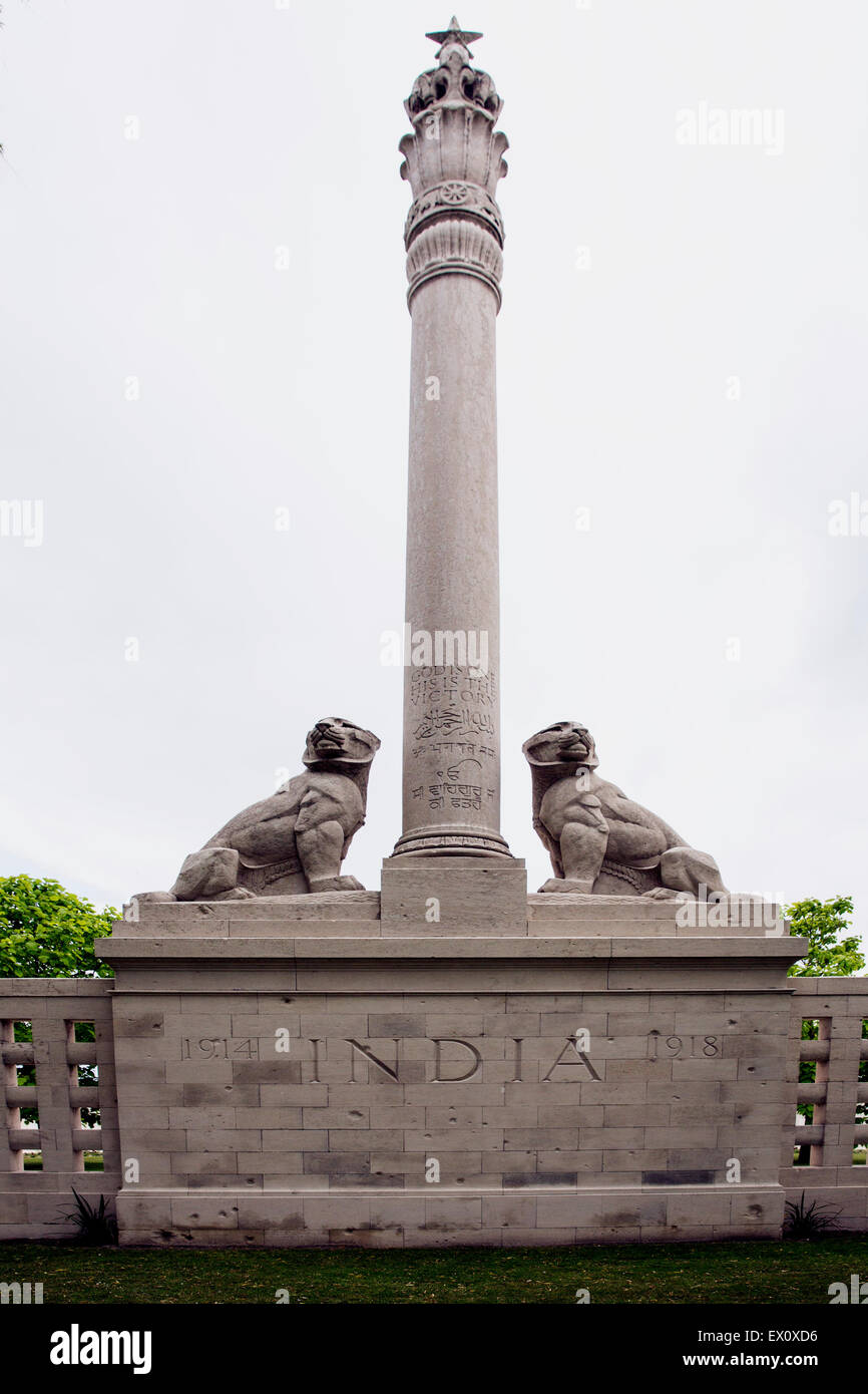 La Grande Guerre mémorial aux disparus du Corps indien à Neuve Chapelle, France Banque D'Images