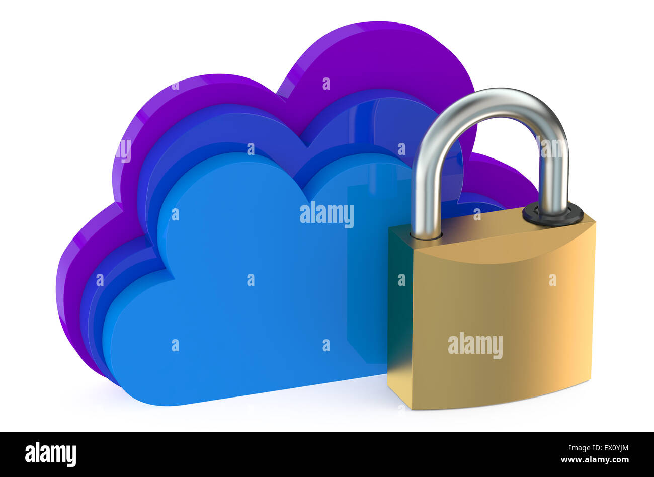 Cloud computing security concept isolé sur fond blanc Banque D'Images