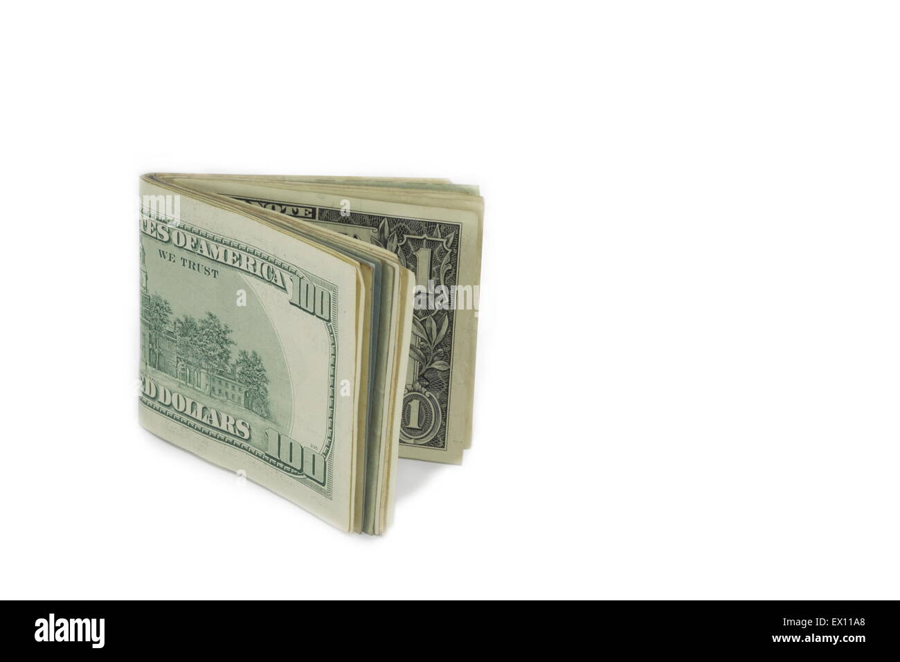 Liasse de billets en dollars américains isolated on white Banque D'Images
