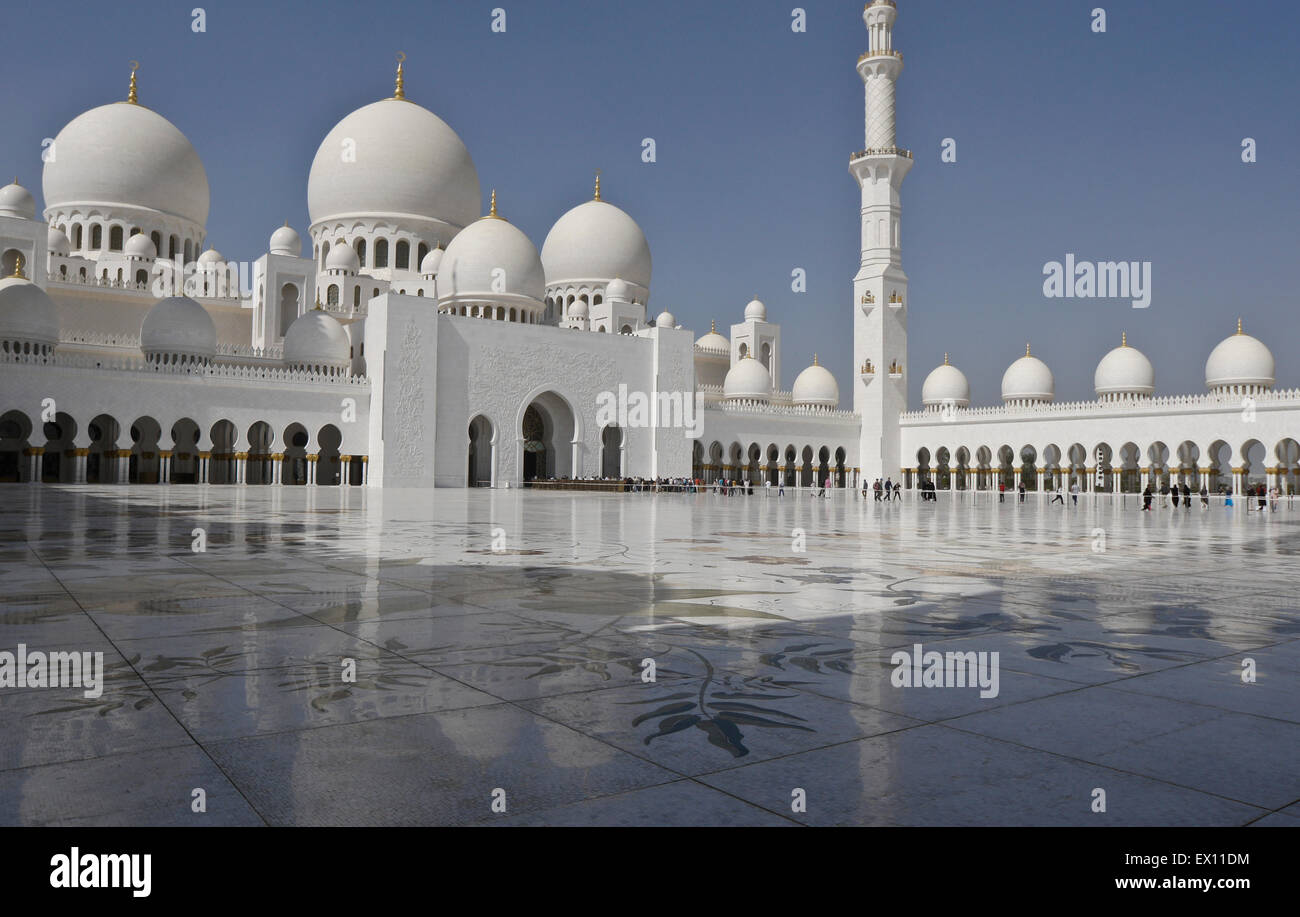 Cheikh Zayed bin Sultan al-Nahyan Mosquée (Grande Mosquée), Abu Dhabi, UAE Banque D'Images