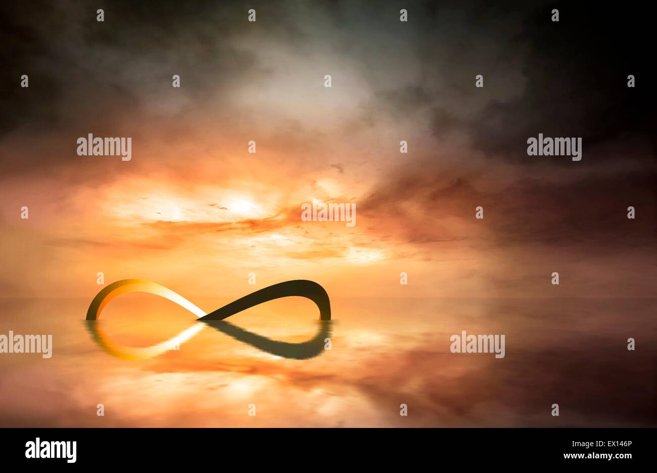 Boucle infini vu dans une mer infinie artwork Ce symbole représente le concept mathématique d'une infinie ou non bornés Banque D'Images