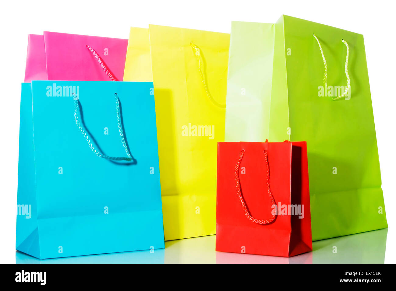 Image de sacs multicolores sur fond blanc Banque D'Images