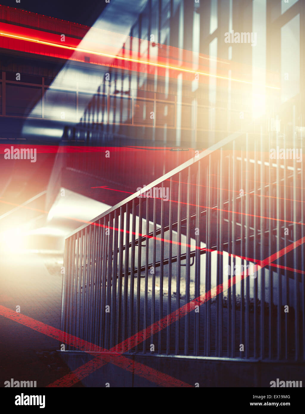 Résumé fond urbain exposition multiple. Banque D'Images