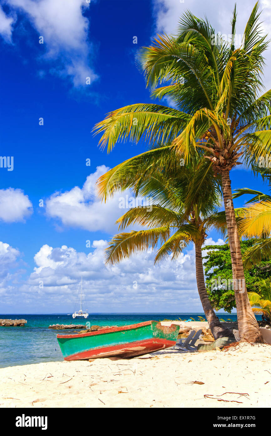 Belle plage des Caraïbes sur l'île de Saona, République Dominicaine Banque D'Images