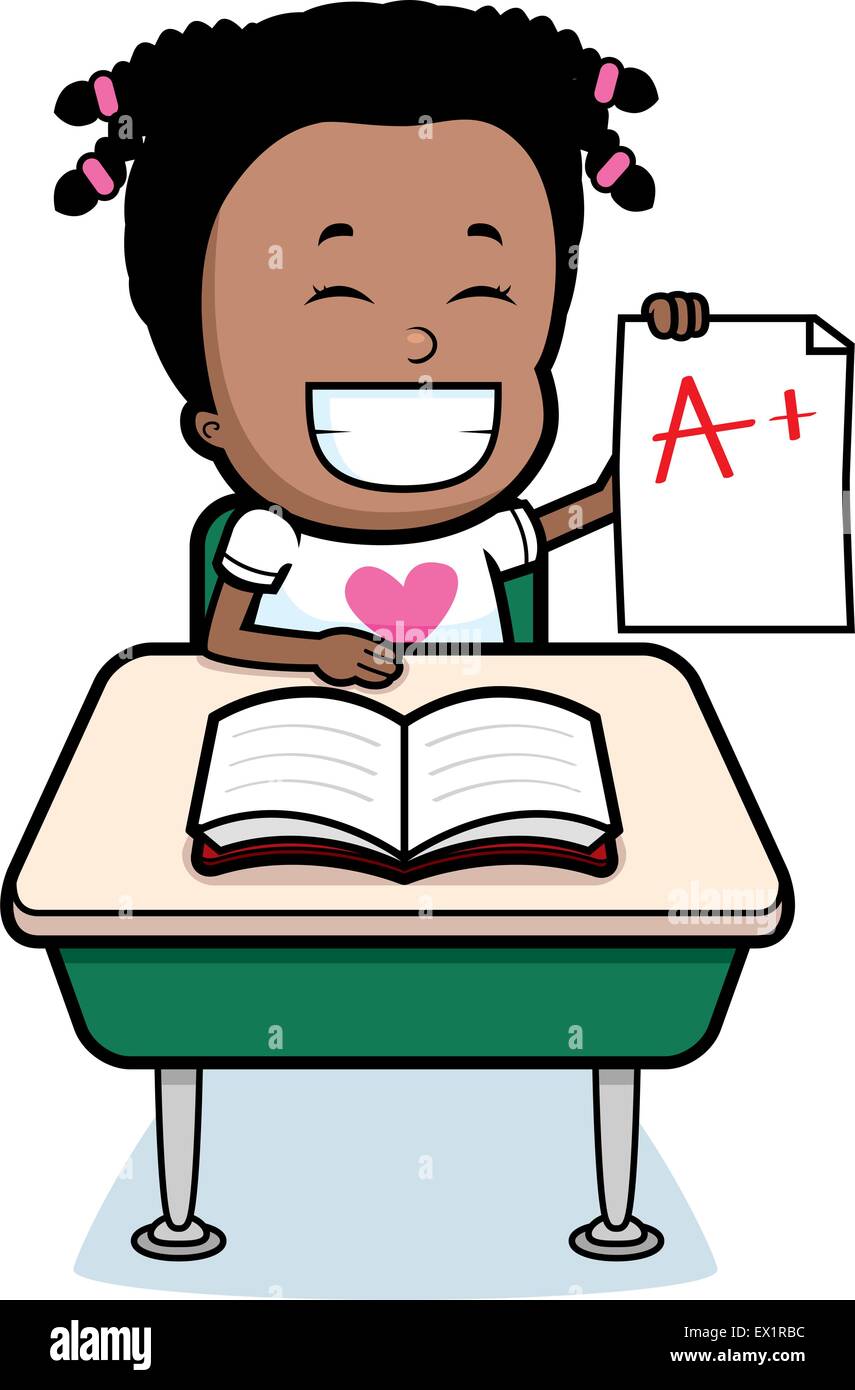 Une bonne caricature étudiant avec de bonnes notes. Illustration de Vecteur