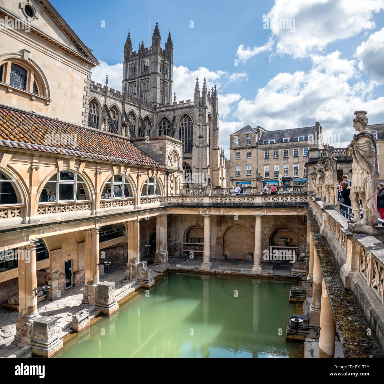 Le complexe des bains romains, un site d'intérêt historique dans la ville anglaise de Bath, Somerset, Angleterre. Banque D'Images