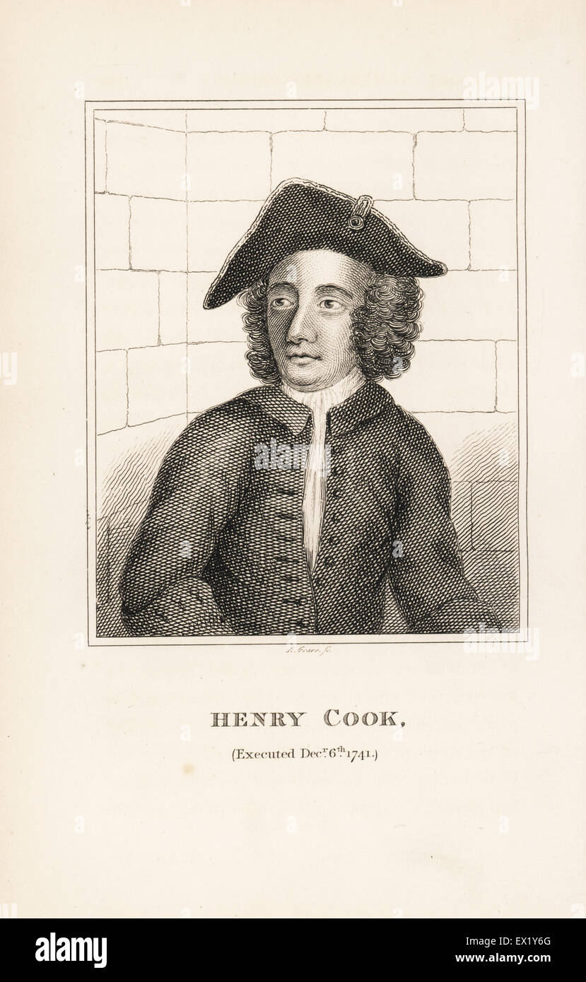 Henry Cook, célèbre 379 pendu à Tyburn, 1741. La gravure sur cuivre par R. tombe de John Caulfield's Portraits, mémoires et caractères de personnes remarquables, jeune, Londres, 1819. Banque D'Images
