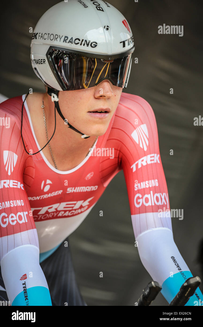 Utrecht, Pays-Bas. 4 juillet, 2015. Tour de France Étape de l'essai du temps, BOB JUNGELS, de l'équipe TREK Factory Racing : Jan de Wild/Alamy Live News Banque D'Images