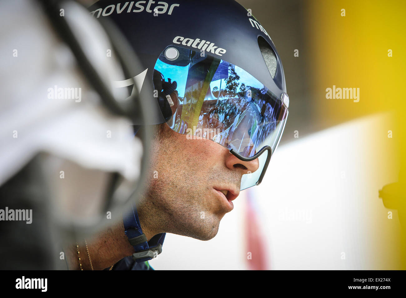 Utrecht, Pays-Bas. 4 juillet, 2015. Tour de France étape contre la montre, Alejandro Valverde, de l'équipe Movistar : Jan de Wild/Alamy Live News Banque D'Images