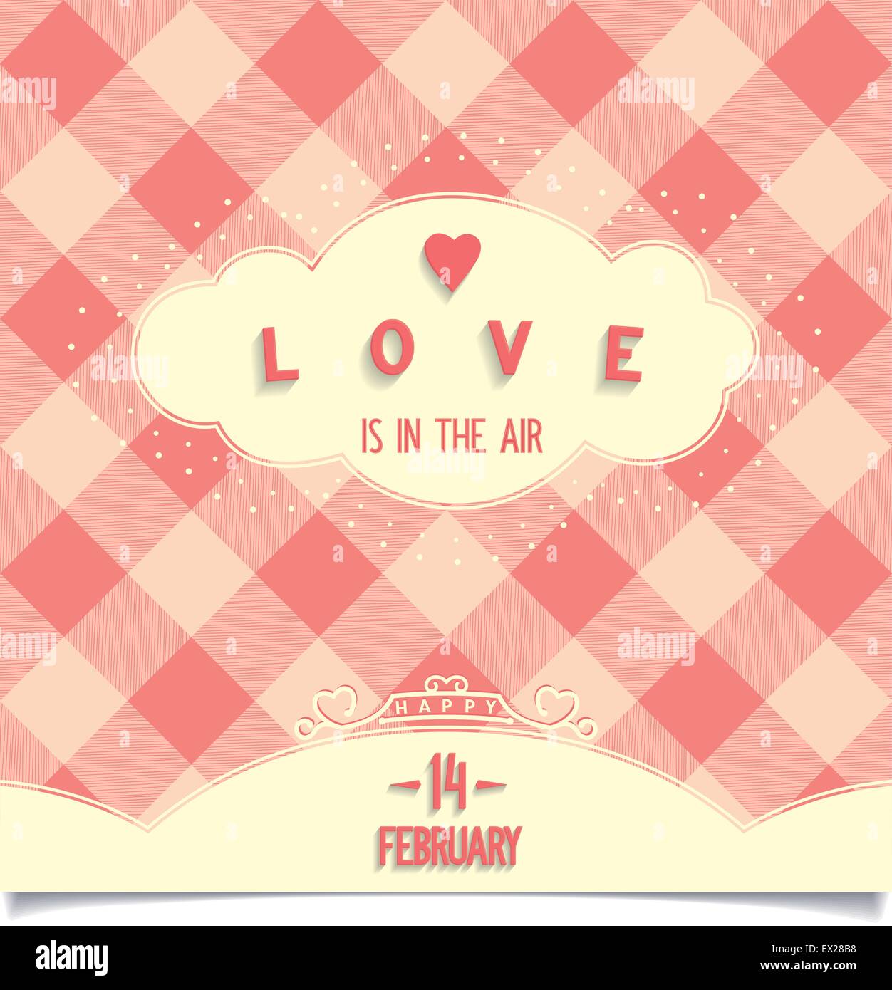 L'amour est partout autour de nous est dans l'air, une carte Happy Valentine's Day. Illustration vecteur eps8 Illustration de Vecteur