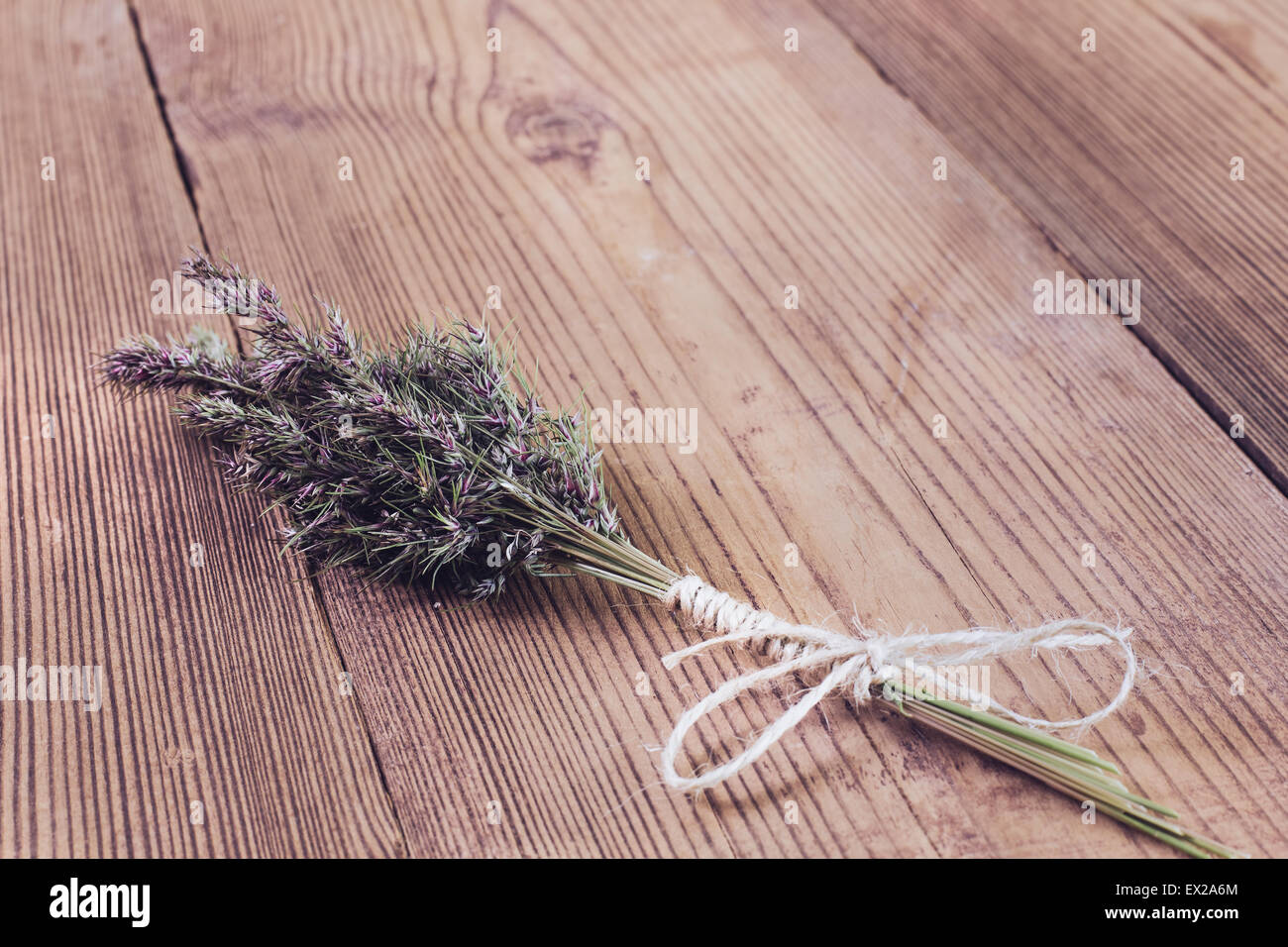 Bouquet frais herbes sur la table en bois Banque D'Images