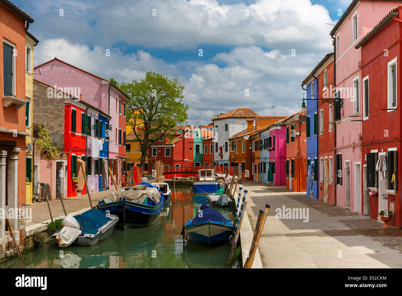 Maisons colorées sur la Burano, Venise, Italie Banque D'Images