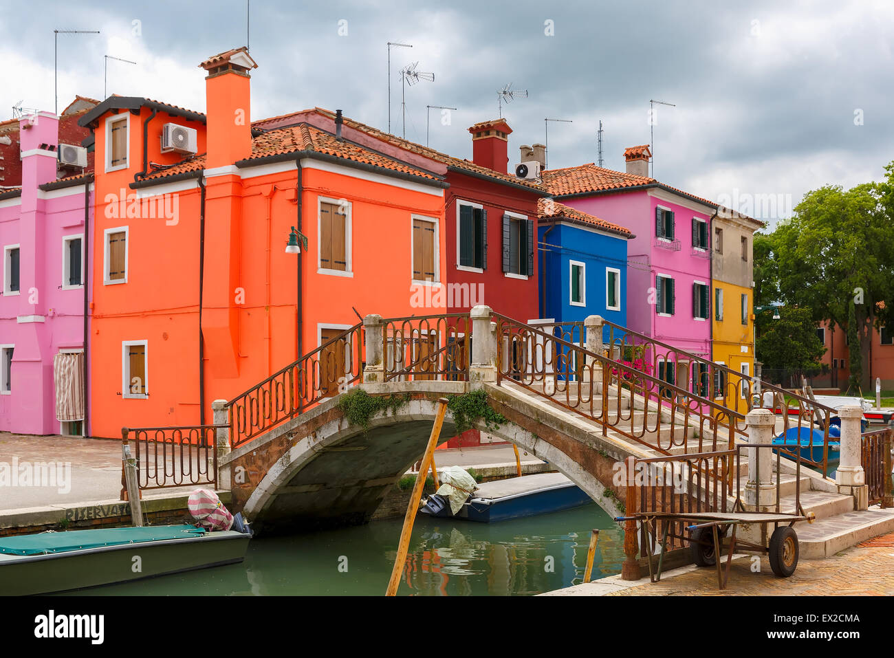 Maisons colorées sur la Burano, Venise, Italie Banque D'Images