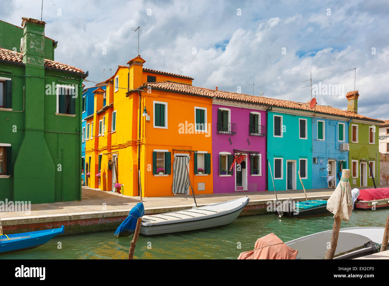Maisons colorées sur la Burano, Venise, Italie Banque D'Images