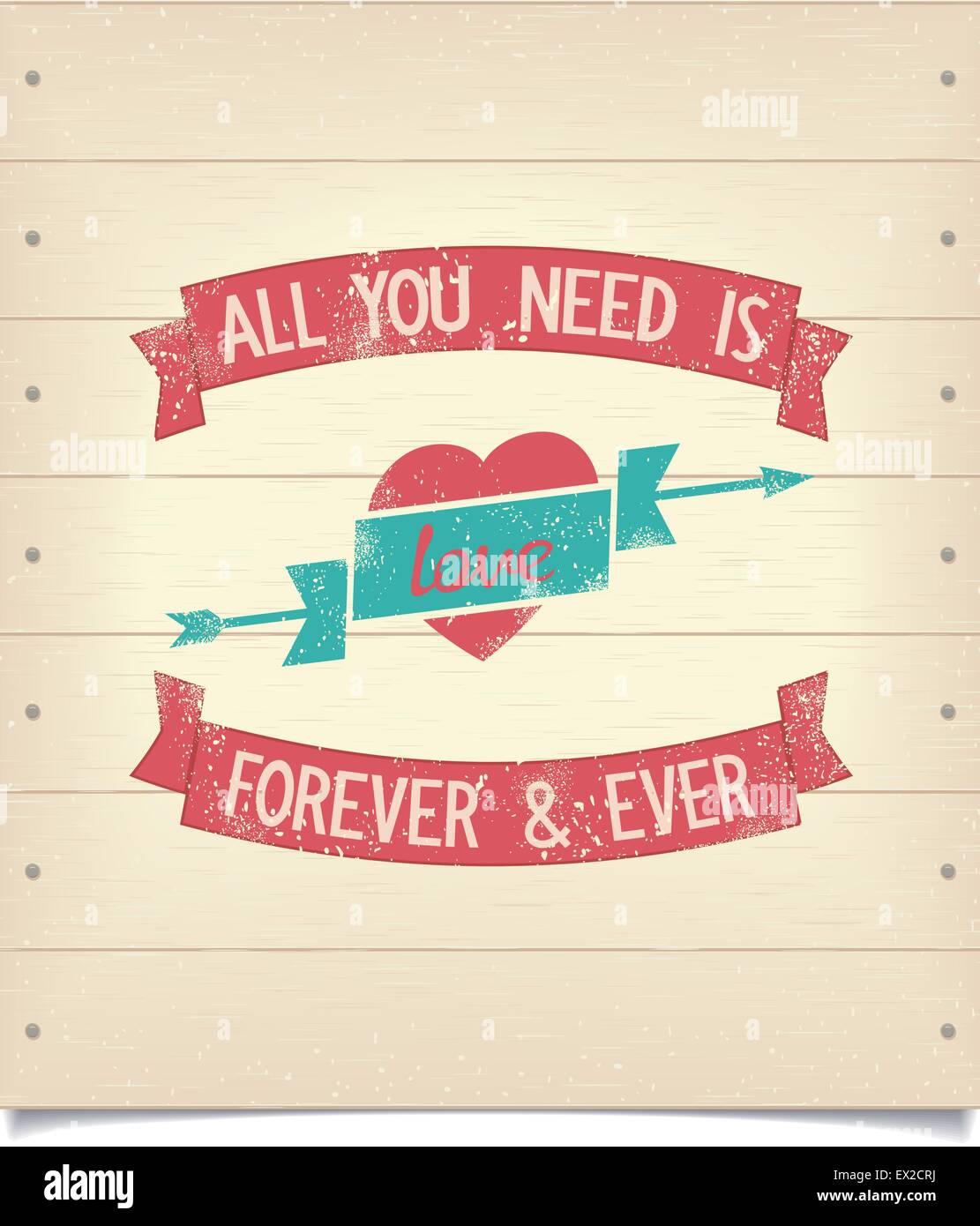 All you need is love vintage design américain précédemment avec des rubans. Vector EPS8 Illustration de Vecteur