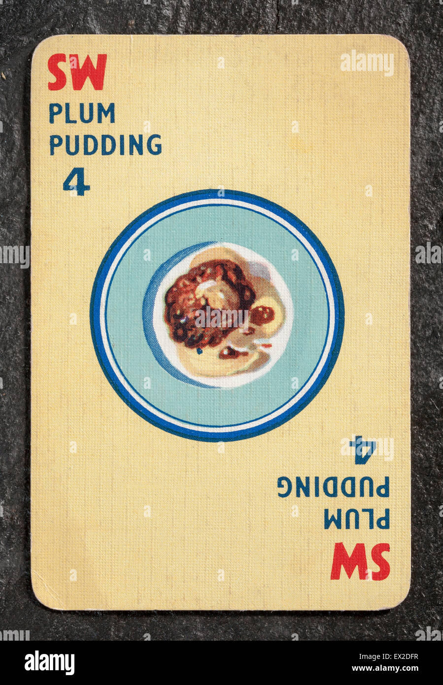 Carte de jeu Menuette Plum-pudding Banque D'Images