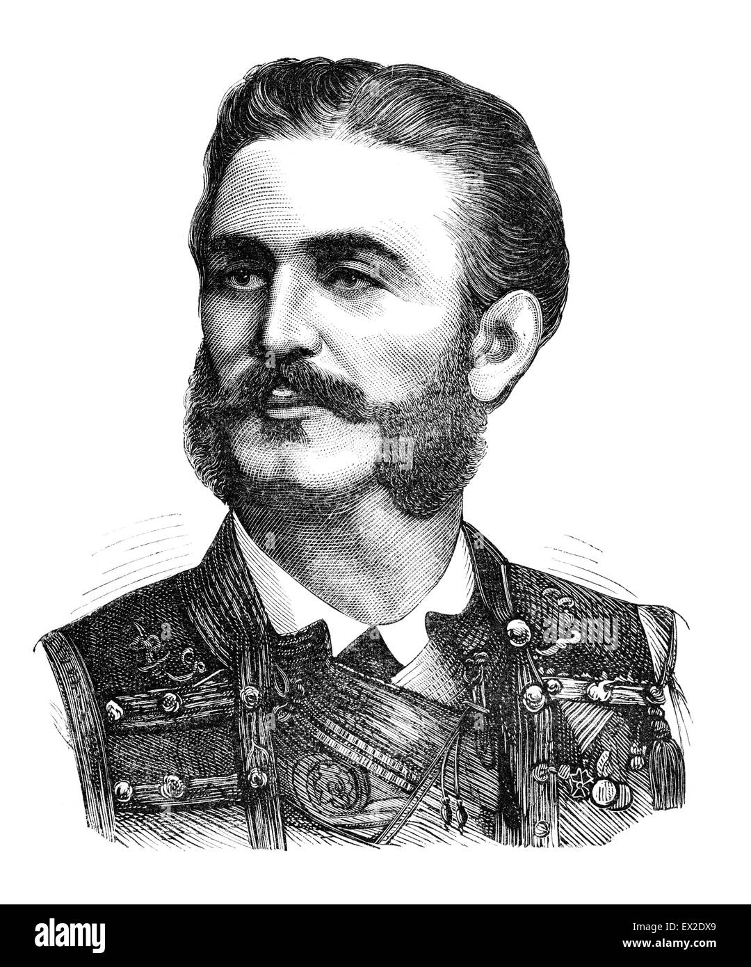 Nicholas JE Mirkov Petrovich-Nyegosh (1841-1921) était le dirigeant du Monténégro de 1860 à 1918. Gravure de magazine Forr och Banque D'Images